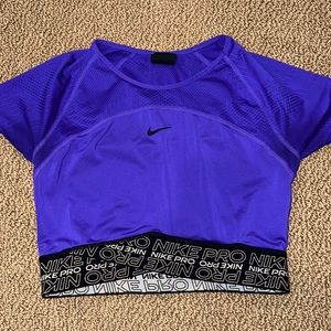 grape colored, nike pro, cropped with elastic band top